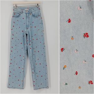 BDG High Rise Loose Baggy Embroidered Jeans